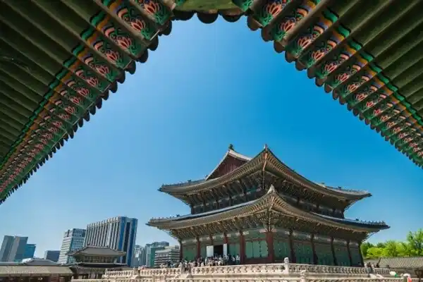 Arsitektur tradisional di Istana Gyeongbokgung di Seoul.